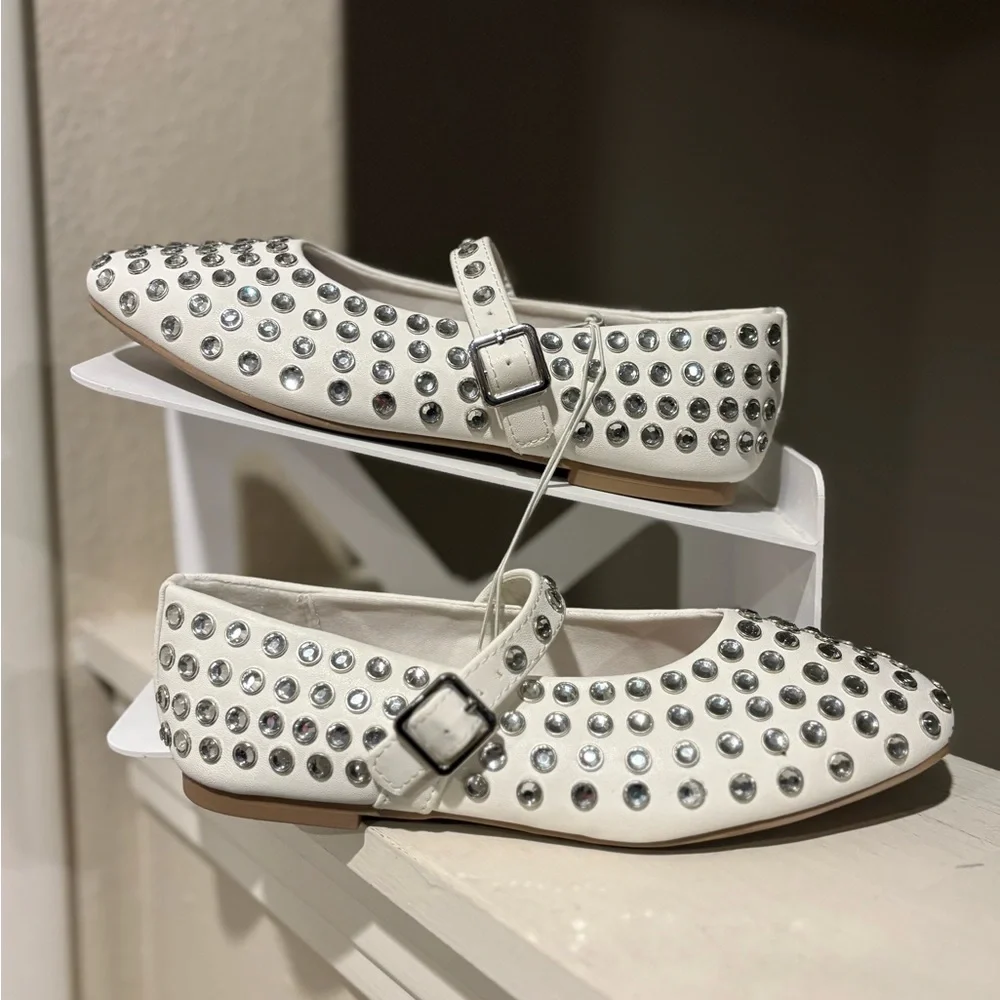 Kids Toree Rhinestone Ballet Flats White - Art Class Multiple Youth Sizes